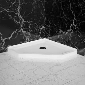 36 in. D x 36 in. W x 3.4 in. H Corner Drain Neo-Angle Shower Base in White