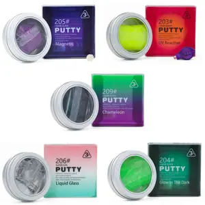 Smart Putty Collection Set of 5 Different Putties in 1 Gift Pack Includes Magnetic Liquid Glass Chameleon UV Reactive & Glow-in-the-Dark Sensory Fidget Toys for Kids & Adults
