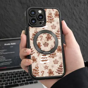 Pop Socket Phone Case Beige Gingerbread Man Christmas Tree Snowflake Pattern For Iphone 17 16  Air Plus  Max pro other model lovely  slim shockproof cover pocket-friendly cellphone cover  protective soft tpu holiday best gift xr accessory protection