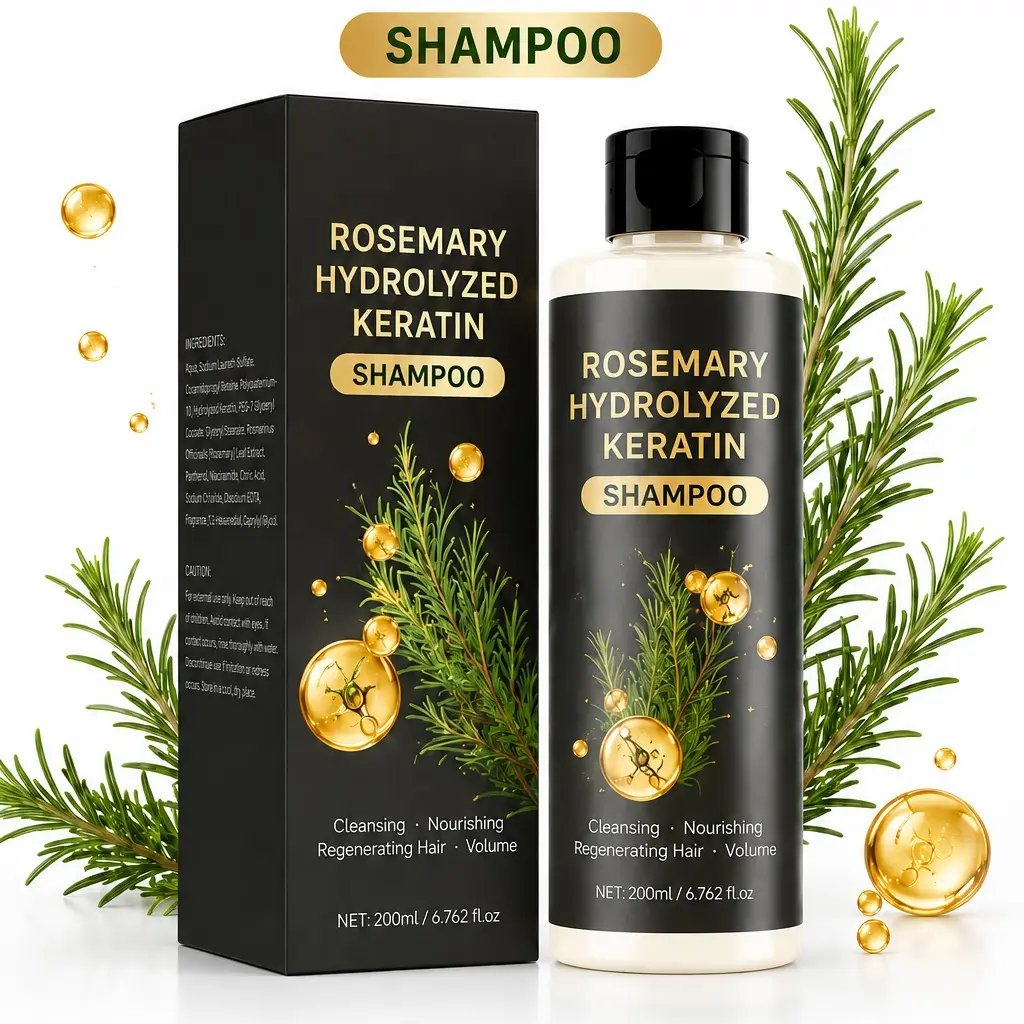Rosemary Hydrolyzed Keratin Shampoo, Nourishing & Cleansing Hair Care, Volumizing Shampoo for Smooth, Healthy-Looking Hair, 200ml