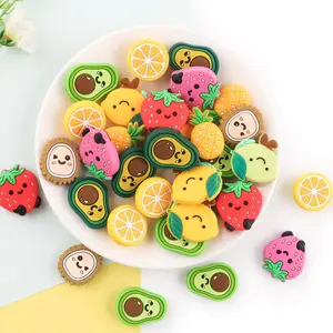 Fruit Design Beads, 5 Counts/set Cute Fruit Shaped Beads, Fruit Design DIY Jewelry Making Supplies for Necklace Bracelet Keychain, Diy Mix Beads, Beading Accessories, Beaded Set