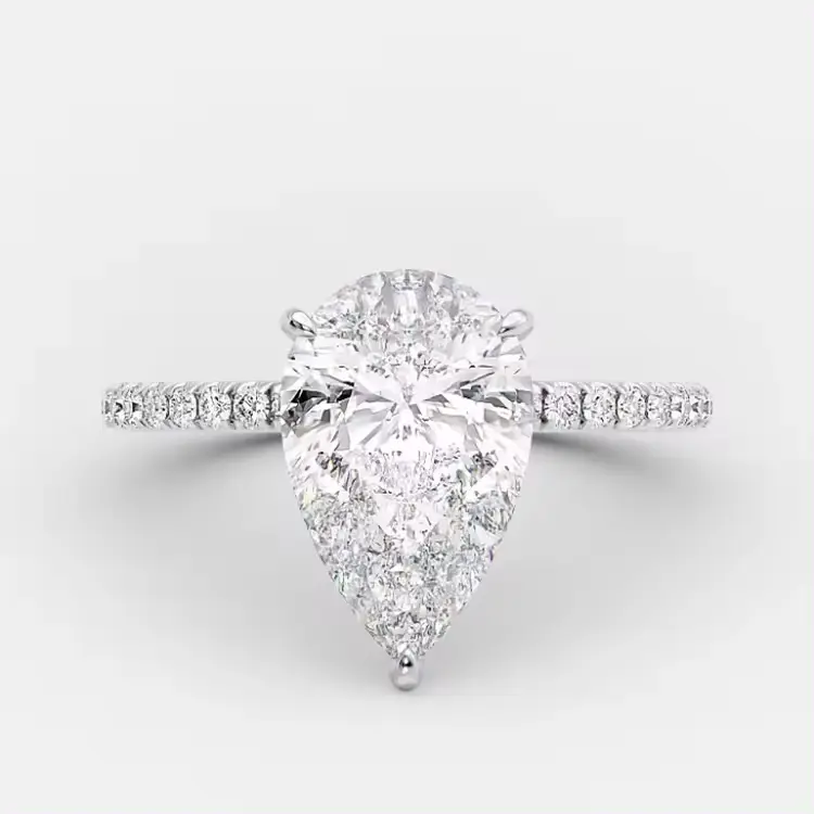 Pear Cut Sterling Silver 925 Cubic Zirconia 5A Engagement Ring 3.12