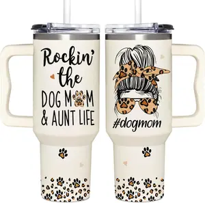 Stainless Steel Tumbler - Aunt Gifts - Dog Mom Gifts For Aunt - 40oz - Bottle, Drinkware tumblers of Flasks Lid
