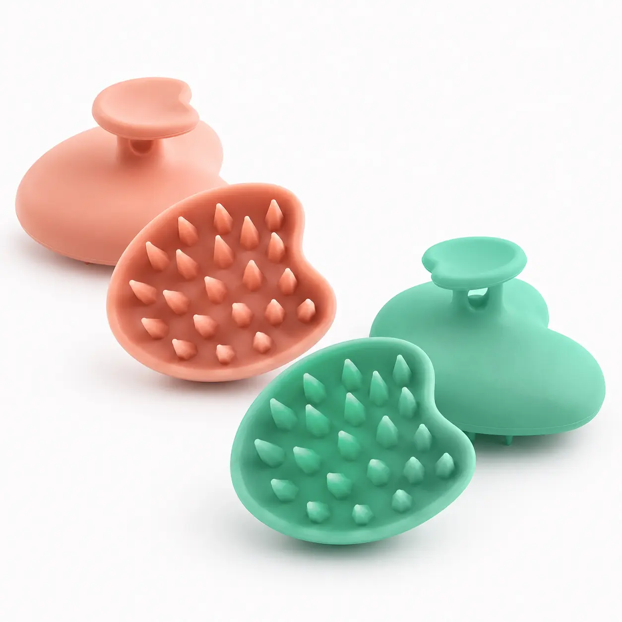 Heart-Shaped Soft Silicone Scalp Massager Brush - Gentle Flexible Silicone Bristles, Ergonomic Grip, Lightweight Easy-to-Clean Daily Hair Washing Tool for Deep Massage & Relaxing Rub, All Hair Types Bathroom Gadget