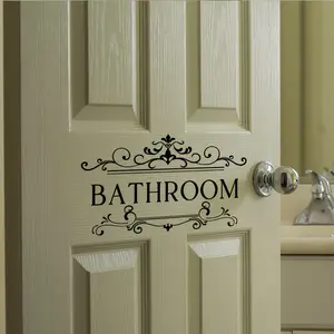 An English Bathroom wall sticker, door decal, bathroom home decoration wall sticker, self-adhesive Stickers Decor, Decorative Sticker (MS3048-YL)