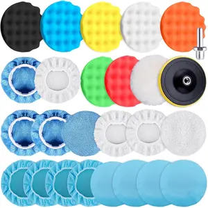26 count  Polisher Buffing Pads 6 Inch  Polishing Pad Kit  Polish Pads Wax Bonnets Polisher Buffer Attachment for Drill