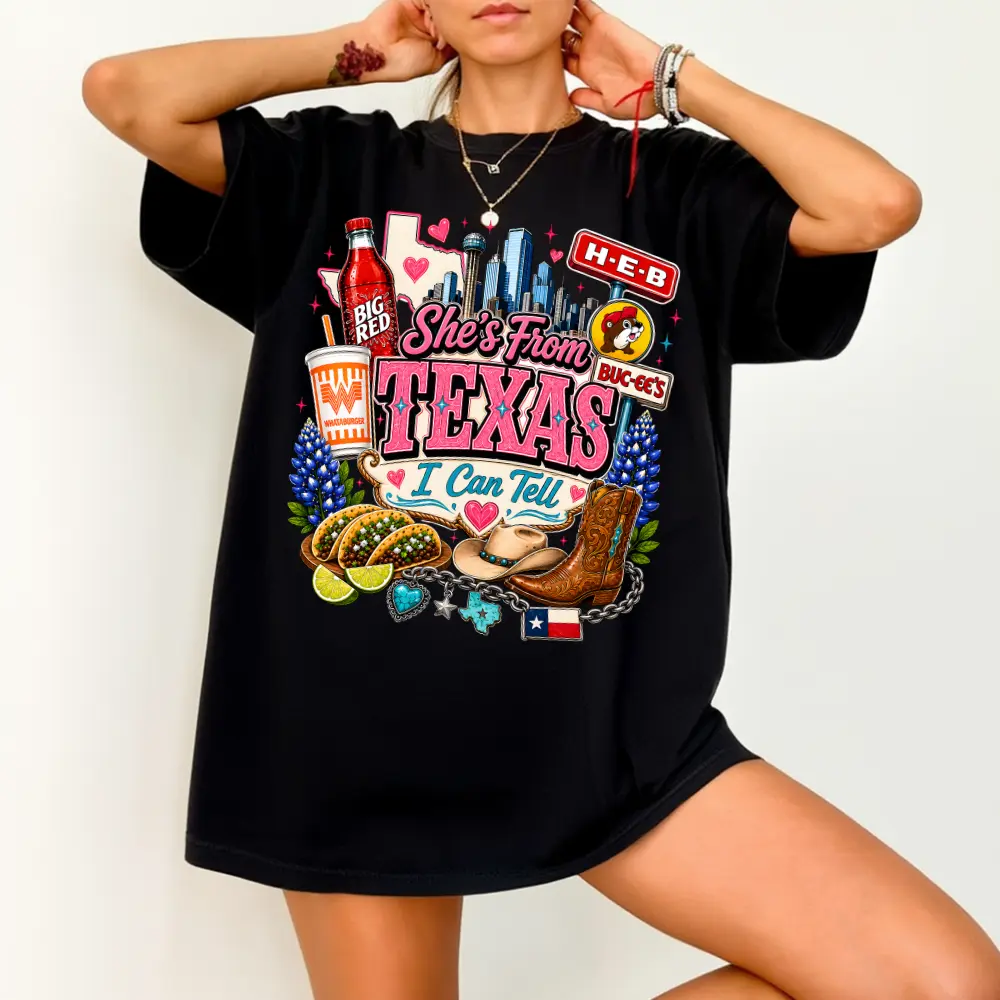 Vintage She's From Texas I Can Tell Big Red Shirt, Retro She's From Texas Western Shirt, Basketball Fan Shirt, Game Day Shirt