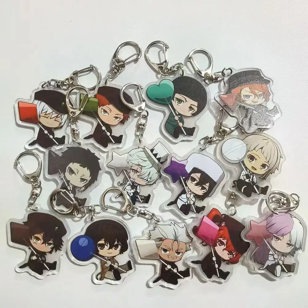 Bungou Stray Dogs Arcylic Keychain, Atsushi Nakajima Dazai Flower Anime Keychain- Keychain For Bag, Key, Gift For Anime Fan