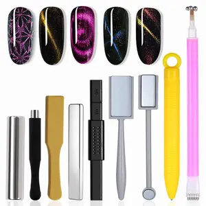 9Pcs Cat Eye Magnet For Nails Uv Gel Nail Magnets For Gel Polish Magnet Pens Sticks Gradient Designs Tools Nail Art Magnets Pens For Women Nails Magnetic Stick Wands Nail Polish Magnet