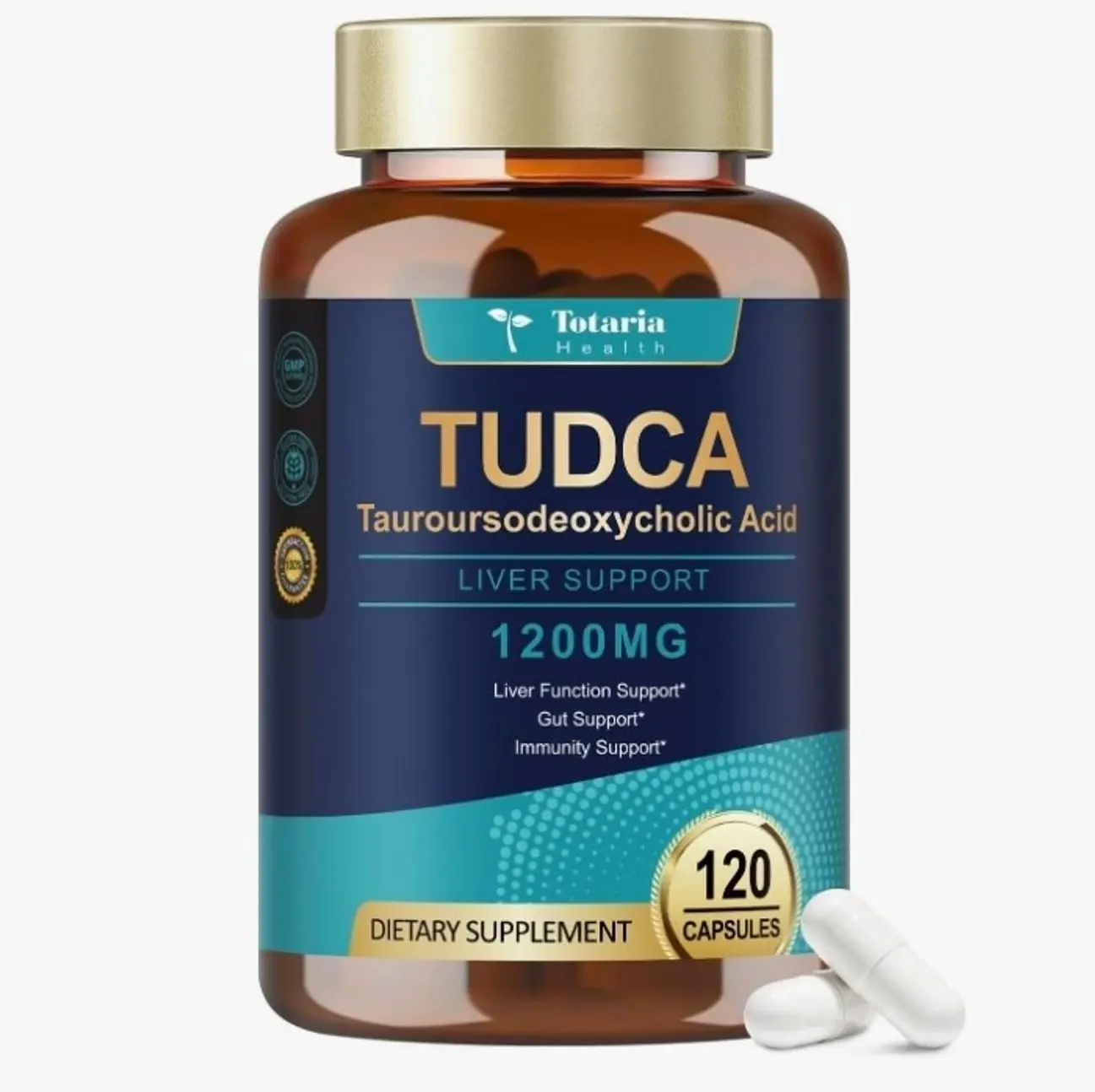 TUDCA Bile Salts 1200mg (Tauroursodeoxycholic Acid), 120 Capsules, Ultra Strength Pure TUDCA Liver Supplements, Liver and Gallbladder Cleanse & Repair, Vegan