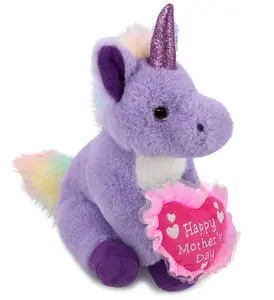 DOLLIBU 9" Purple Unicorn Stuffed Toy - 6lx6wx9h Inches Mother's Day Embroidered Heart Plush for Wife, Super-Soft Polyester Material, Gentle-Touch Texture, Happy Mother's Day Message, 1 Dollibu Purple Unicorn Stuffed Animal Plush Heart