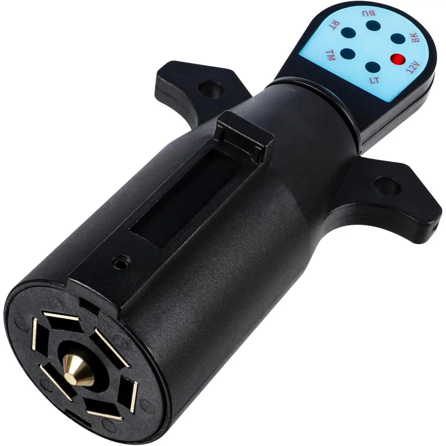 7 Pin Trailer Tester, Traiisutor High-Quality Brass Pin Tool with Red LED, Corrosion & Impact Resistant, Easy to Use for Diagnosing Trailer Socket Circuit Problems