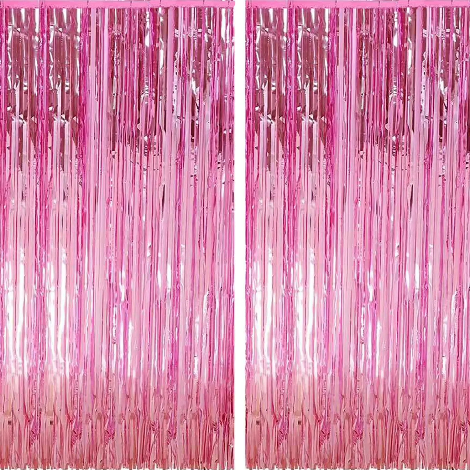 2 Pack Backdrop Party Decorations Tinsel Curtain Party Backdrop Metallic Foil Fringe Birthday Decorations Photo Booth Streamer Backdrop Pink Theme Bachelorette Graduation Decor