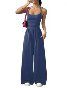 [NEW] 2026 Summer Bestseller Lady's Loose-Fitting Halter Sleeveless Strapless Casual Wide-Leg Jumpsuit Overalls Rompers, Soft Knit Outerwear with Accessories, Bridal Wear Option,summervibes