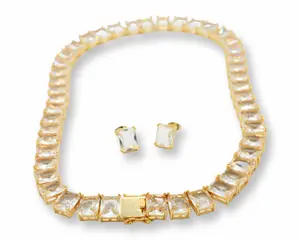 Clear Night Set with Clear Stones and Earrings, Elegant Design for Night Out