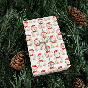 Baby's First Christmas Wrapping Paper, Teddy Bears in Santa Hats and Bow Ties, Holiday Gift Wrap for Kids, Sweet Classic Children's Gift
