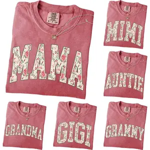 Personalized Preppy Floral Mama T-Shirt, Custom Retro Pink Roses Grandma Shirt, Comfort Colors Nana Gigi Mimi Grammy Lala Mother’s Day Tee, Floral Family Gift for Mom Grandma – DPCLICK