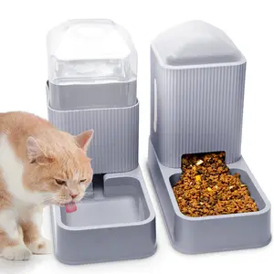 Fsitego Automatic Cat Feeders Automatic Dog Feeder with Dog Water Bowl Dispenser 2 Pack Gravity Food Feeder and Waterer in Set 1 Gallon for Small Medium Dog Puppy