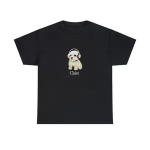 Clairo Dog Puppy Headphones T-shirt Tee Merch Y2K Cute Trend Classic Casual Graphic Gift Soft 100% Cotton No Fading Graphics