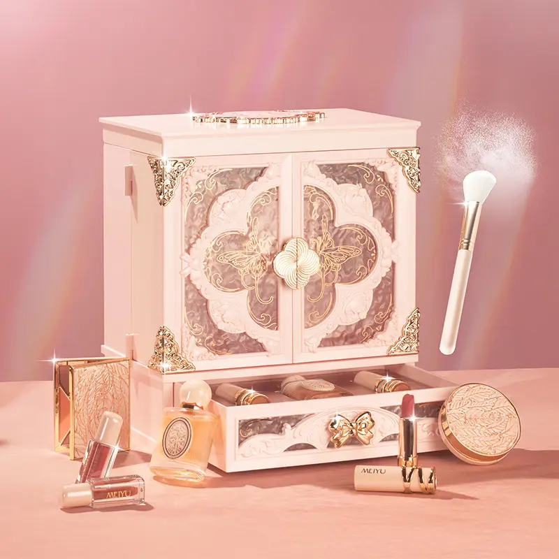 "Butterflies & Blossoms" Luxury Vanity Table Set - Makeup Vanity Desk - Makeup Dressing Desk - An Elegant Beauty Dresser with Mirror, Exquisite Gift Box for Her