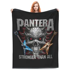 Pantera band themed printed flannel blanket, soft and warm, suitable for sofa, office, bed, travel, all seasons, perfect gift
