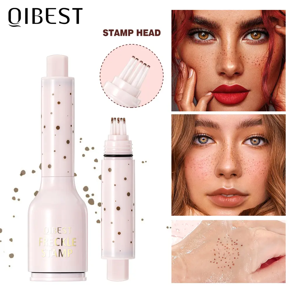 Natural Look Faux Freckles Stamp, Fake Freckles Easy Apply 5-Prong Freckle Pen, Waterproof Liquid Sweatproof Quick-Dry Makeup Tool for Women & Girls Cosmetic