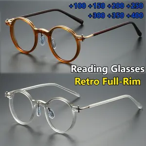Men's Tawny Retro Full-Rim Round Reading Glasses - HD Presbyopic Eyewear with Premium Metal Frame, Sturdy Hinge, Ideal for Daily Use & Social Events, Tawny Glasses
