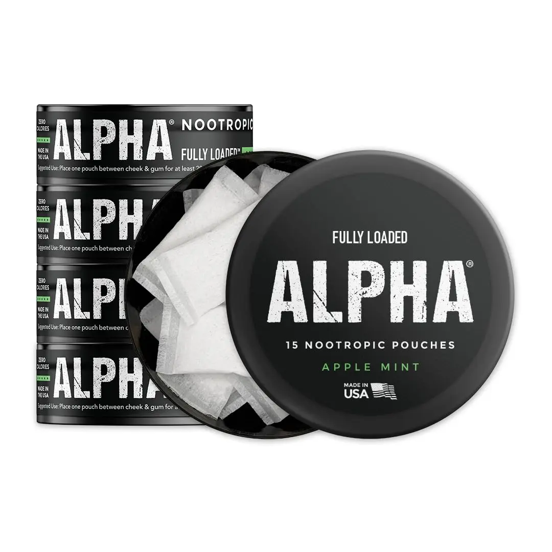 Fully Loaded Alpha Fuel Nootropic Pouches (Apple Mint Fuel) - Nootropic Energy Pouches with Caffeine, Alpha GPC, Tyrosine, Taurine, Guarana and More