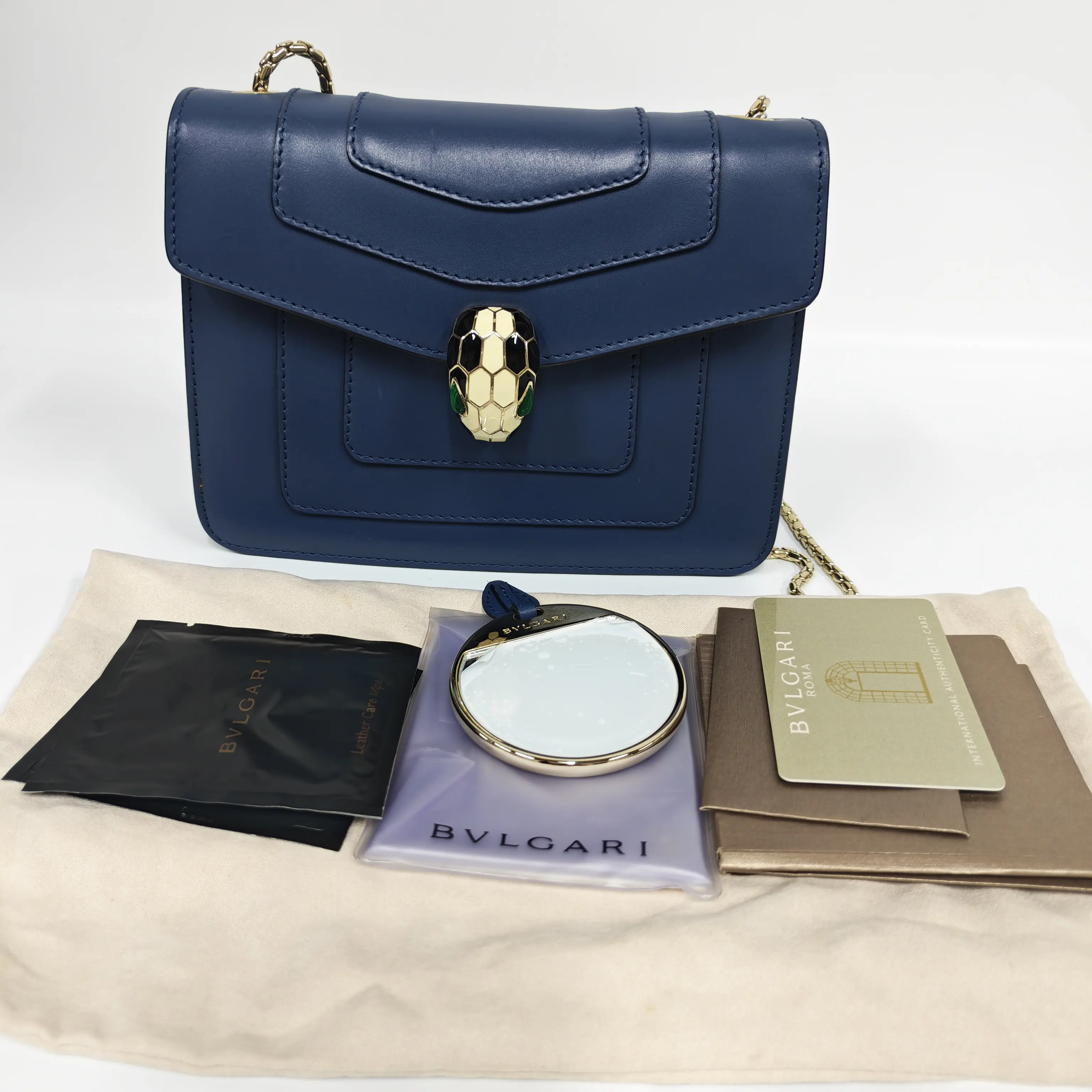 Pre-owned Bvlgari Iconic Snake Blue Serpenti Crossbody Bag (SZ 68692)