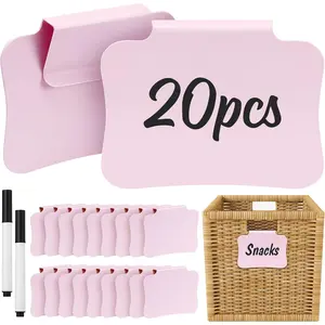 20PCS Plastic Basket Labels Clip On Removable Basket Bin Labels Clips for Storage Bins, Pantry Organization and Storage Labels for Basket Hanging Cube Box Bin Clip Label, Home Decoration