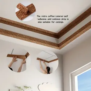Modern Carved Decorative Wallpaper Roll, Self-Adhesive Vinyl Wall Edge Strip, Wall Panel Molding, 10mm Thick Anti-Collision, Multi-Surface Wall Sticker