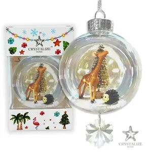 Giraffe Hedge Hog Plastic Ornament with Magnetic Crystal 3"x7"