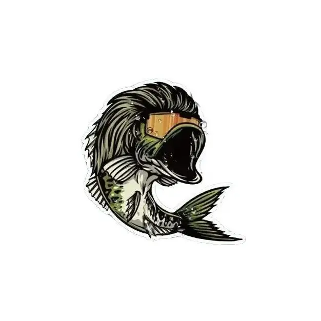 Funny Bass Mullet Fishing Sticker, Waterproof Vinyl Decal For Car, Cooler, Laptop, Wall, Humorous Outdoor Fisherman Gift, Durable Fishing Bumper Sticker For Sports & Fishing Lovers