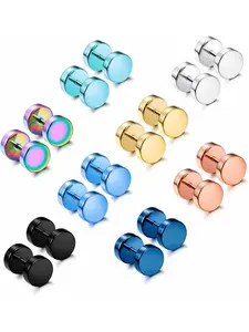 Minimalist Temperament Dot Stud Earrings, Stainless Steel Screw Flat Back Earrings, Fashionable Body Jewelry for Women & Men, Studs Earrings