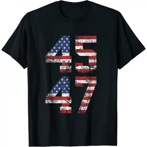 45 47 Trump Shirt Trump 45 Casual Graphics Cotton Summer Casual Shortsleeve Cotton T-Shirt