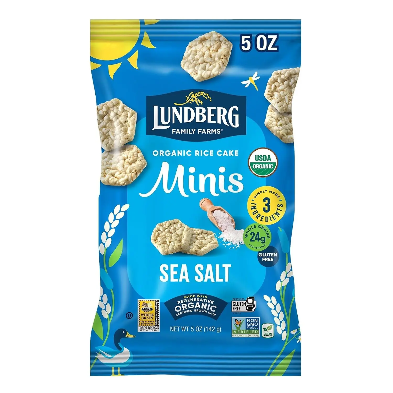Organic Rice Cake Minis, Original Sea Salt – Mini Rice Cakes, Healthy Snacks for Adults and Kids, Vegan Snacks, Gluten-Free, Healthy Food for Snacking & Dipping, 5 Oz