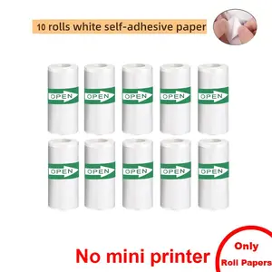 Thermal Sticker Paper for Pocket Inkless Printer, 3, 10 or 15 Rolls Self-Adhesive Printing Paper, Portable Mini Printer Paper for Photos, Notes, Study, DIY and Sticky Labels