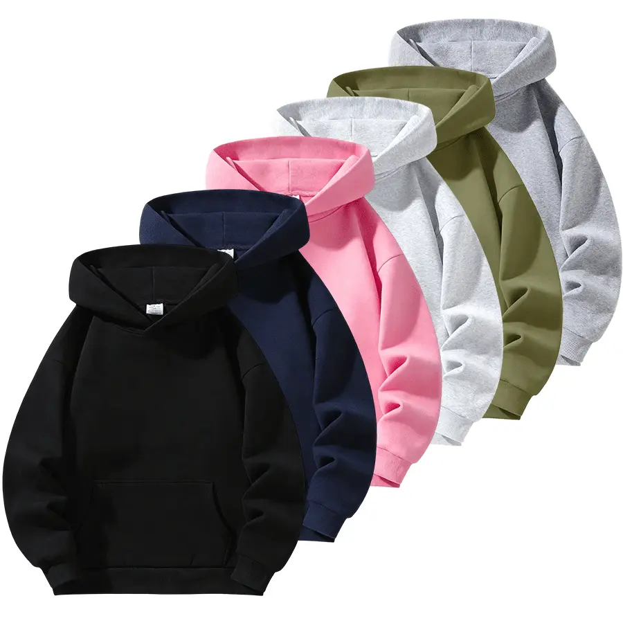 Unisex casual pullover hoodie sweatshirt with dropped shoulders, a basic regular fit, suitable for everyday wear in spring, autumn, and winter.