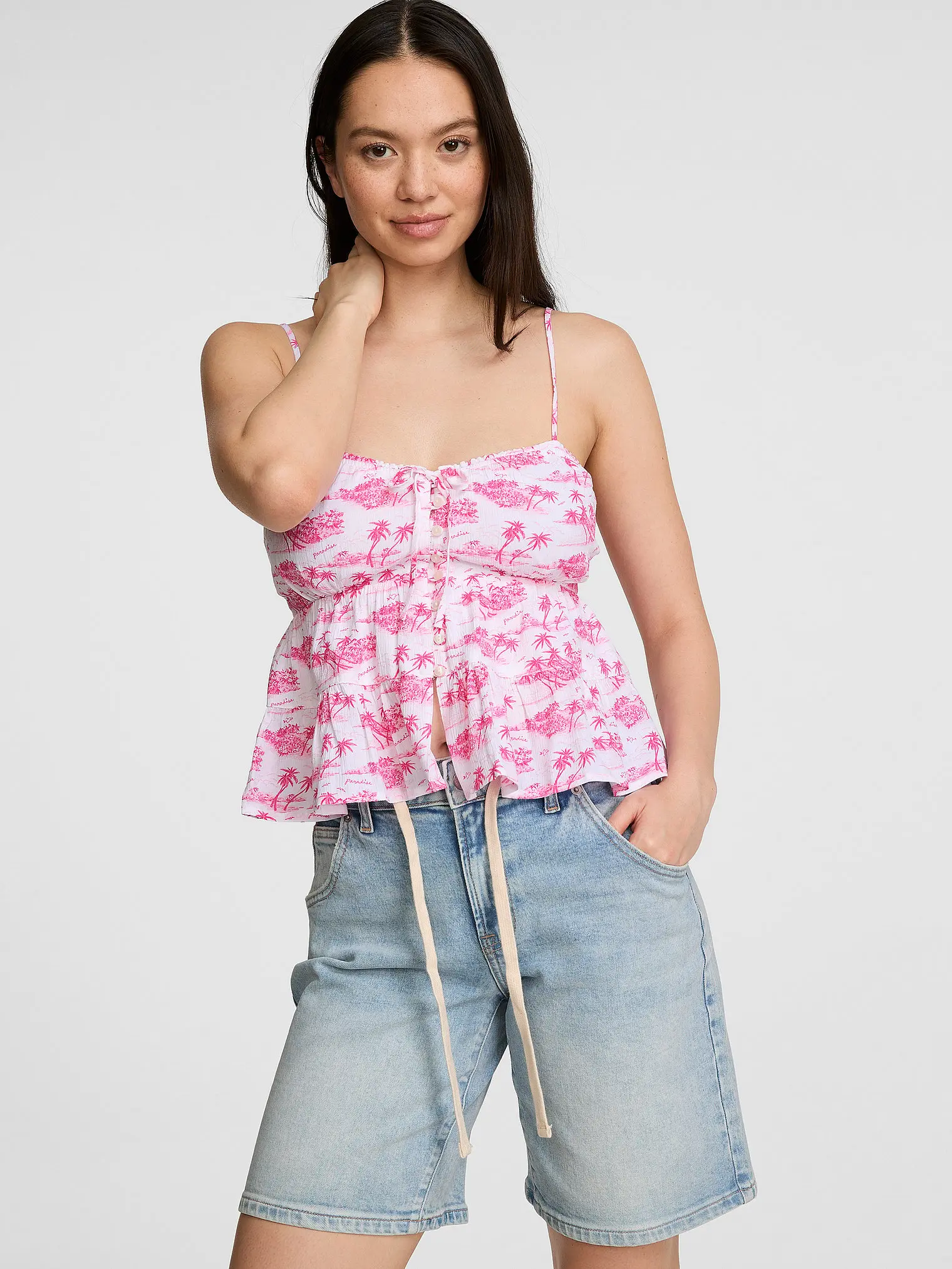 PINK Vacay Tiered Cami Tank Top