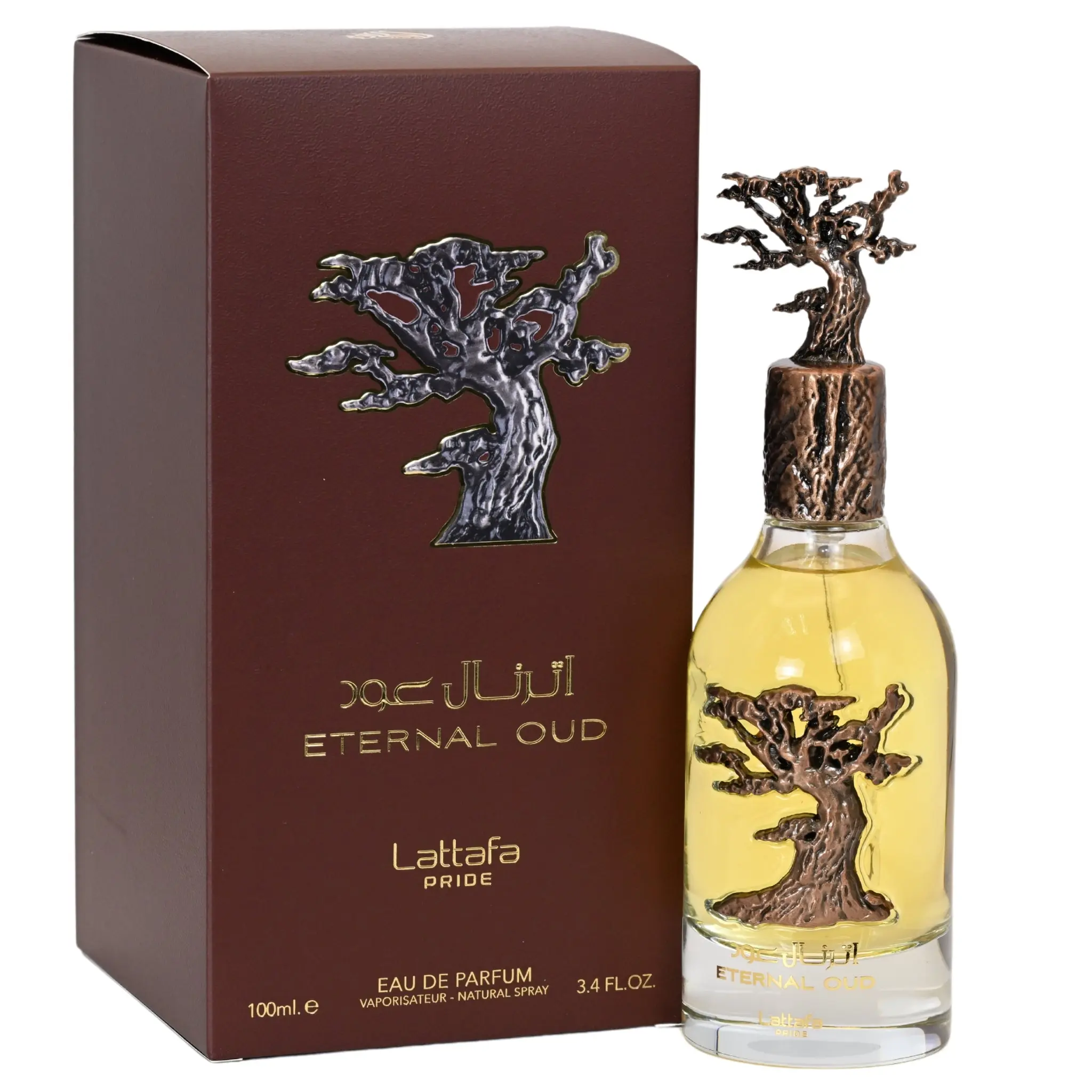 Lattafa Pride Eternal Agarwood Oud Unisex EDP Fragrance - 3.4 fl oz, Plum & Grapefruit Notes, Bold Aroma, Aromatic/Potent/Oud Unisex Fragrance, New in Box, Aromatic Unisex Fragrance