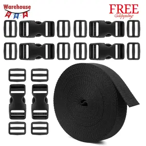 Buckle Straps 1 Inch, Webbing Straps Polypropylene 11 Yards, 6 PCS Adjustable Side Release Plastic Buckles