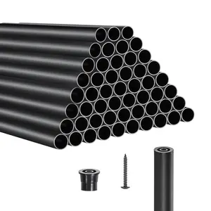 VEVOR Staircase Balusters 51 Pack, 36 In Aluminum Stair Balusters, 3/4 In Water-Proof Round Metal Spindle Railing, Hollow Deck Railing with Rail Caps & Screws for Stairs, Porch, Patio, Fence, Black