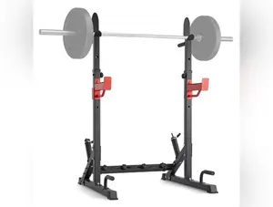 VEVOR Squat Stand Power Rack, Multi-Functional Barbell Rack with Hook, Weight Plate Storage Attachment, Adjustable Free Bench Press Stands, Max Load 600 Lbs Steel Exercise Squat Stand for Gym/Home Gym