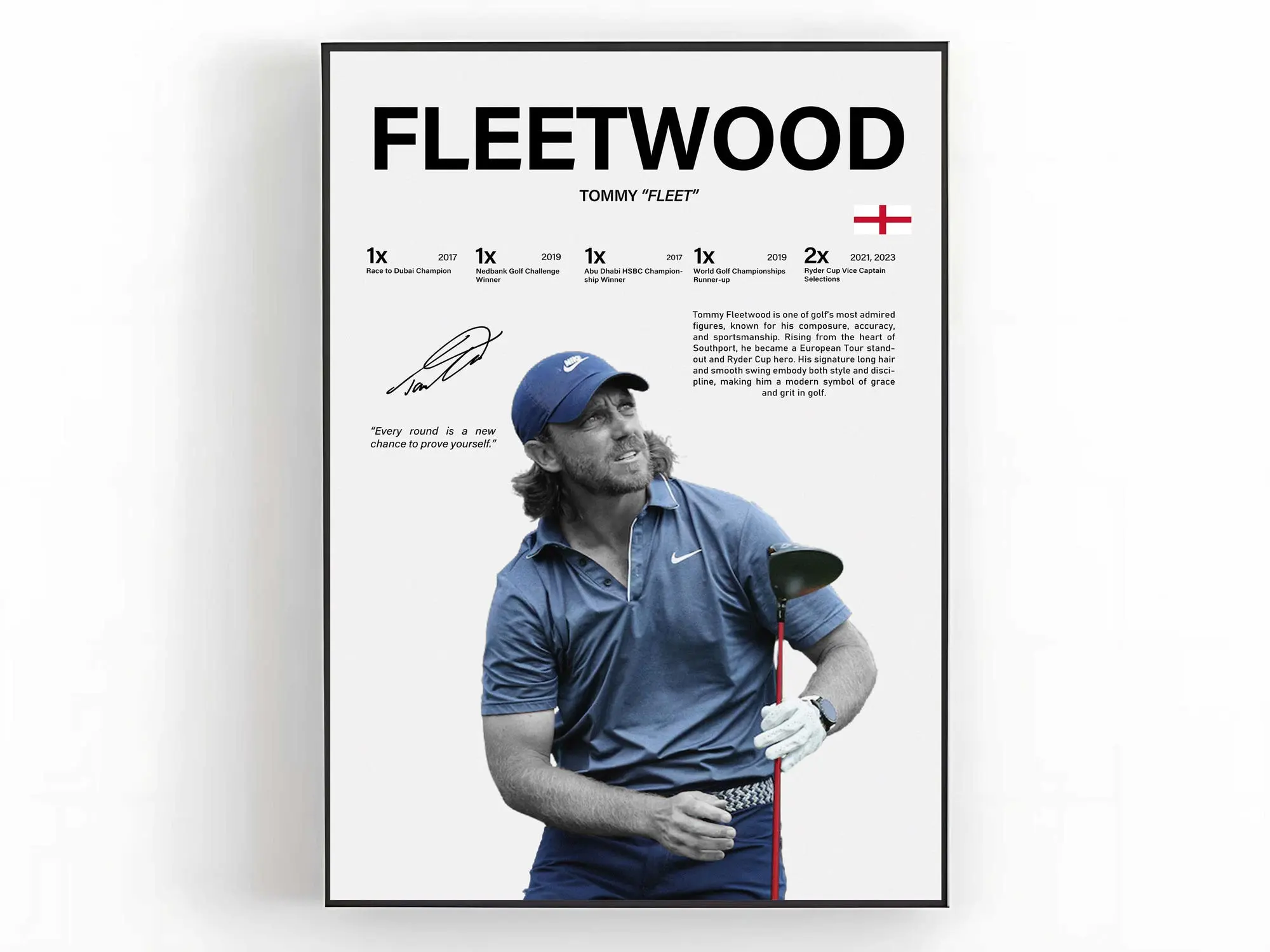 Tommy Fleetwood Poster Golf Wall Art Sports Room Decor Golf Fan Gift ( Unframed - Print Only )