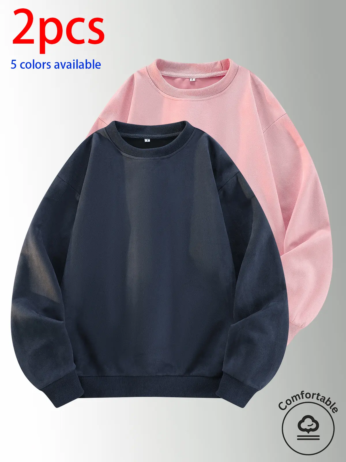 2-pack: men’s crewneck sweatshirt, men’s pullover sweatshirt.Loose, comfortable fit; available in multiple colors. Suitable for home wear, casual everyday wear, outdoor sports, campus activities, work, and commuting. Ideal for daily replacements, couples’
