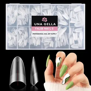 Medium Almond Gel Nail Tips 504pcs Full Matte Soft Gel Almond Shape Nail Tips Half Cover Clear Gel x Tips for Nail Art Press On Nails, Almond Fake Nails 12 Sizes, Nail Extensions