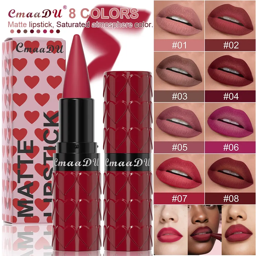 Cmaadu Matte Moisturizing Hydrating Lipstick, Long-Lasting Velvet Texture, Natural Color, Smooth & Skin-Friendly, Perfect for Daily Use & Parties