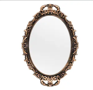 Vintage Decorative Gold Framed Mirror, Wall Hanging Mirrors & Tabletop Tray for Bedroom Living Room Dresser Decor, Oval- 9.6" W x 14.3" L (Bronze) Elegant Lightweight