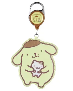 Sanrio Pompompurin Lanyard w/ ID Badge Holder Hello Kitty and Friends Retractable Character Carabiner for Keys Keychain Wallet