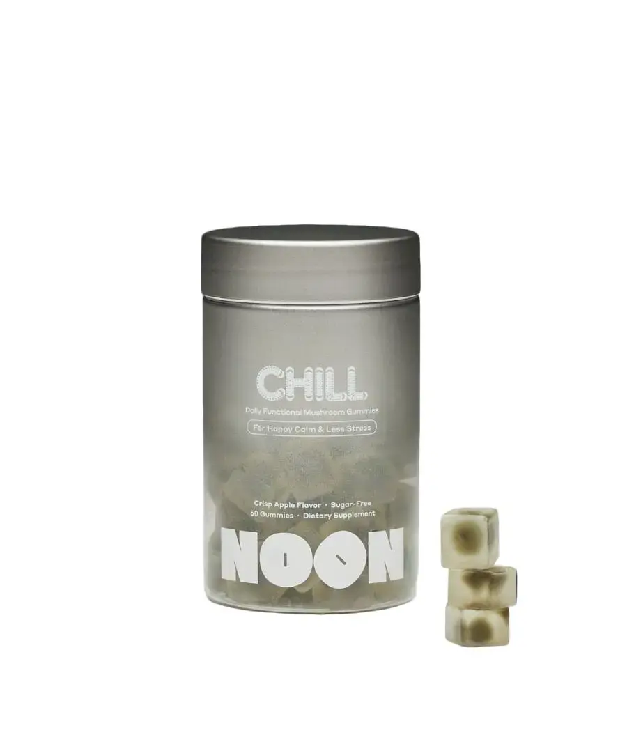 NOON | Chill Mushroom Gummy Delights | Calm & Stress Support Vegan Gummies, Apple Flavor, 60 Ct